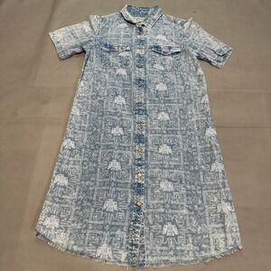 Ryan Michael Women Thunderbird Western Rodeo Phoenix Chambray Shirt Dress-6150